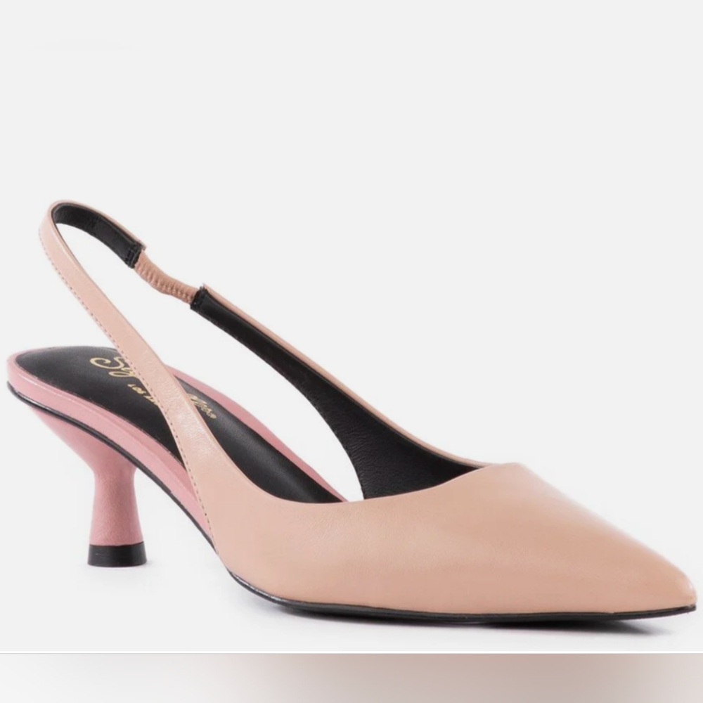 NWT Light muted pink sling back heels